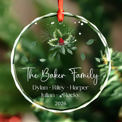 Heart Family Ornament with Dog Names