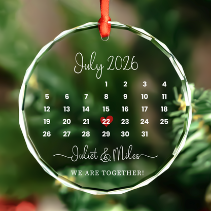 Red Bow Date Calendar Ornament