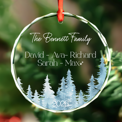 Snowy Trees Heart Family Ornament