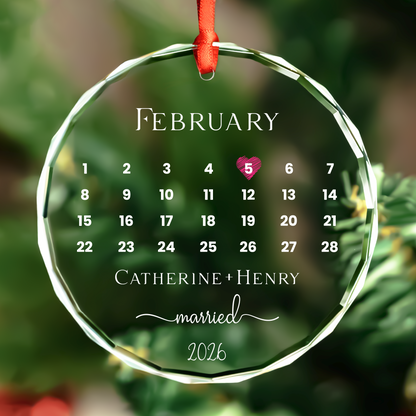 Engagement Date Calendar Oval Ornament