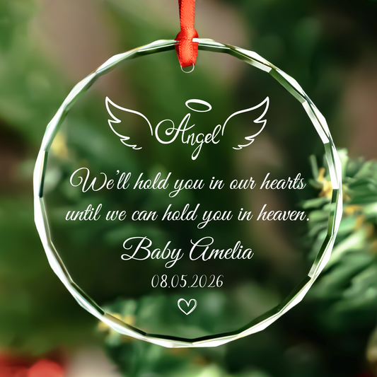 Personalized Baby Memorial Heart Glass Ornament