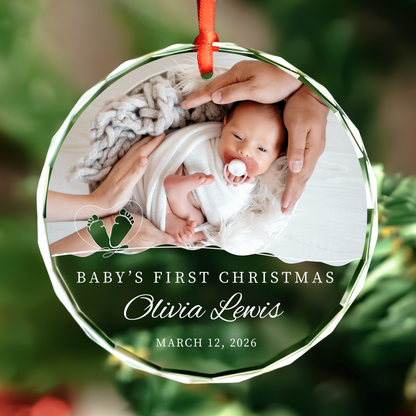 Footprints Baby Photo Ornament