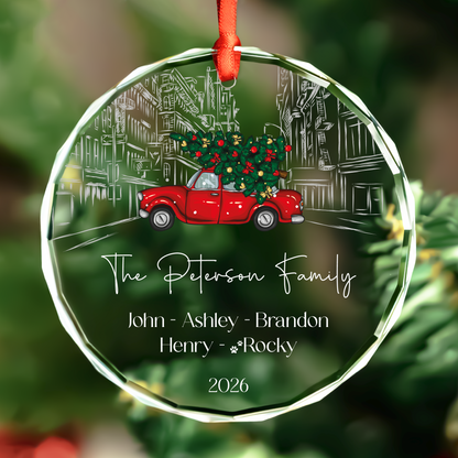 Truck in the Pines Family Ornament