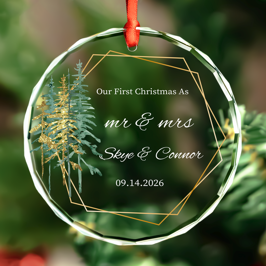 Personalized Married Mr and Mrs Christmas Ornament
