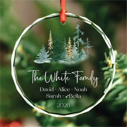 Simple Oval Family Ornament with Dog Names