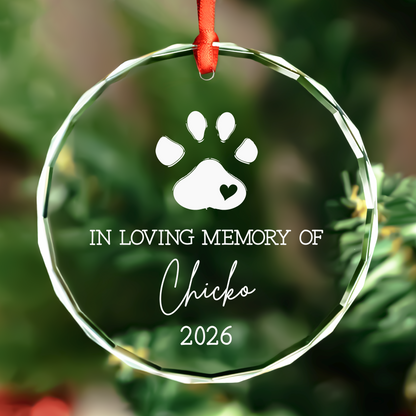 Paw Print Heart Pet Memorial Ornament