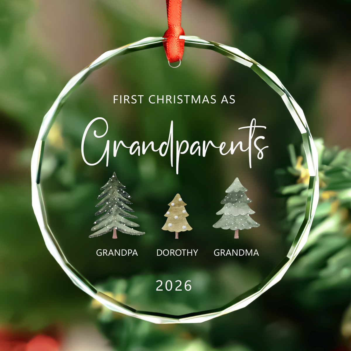 Personalized Godparents Family Christmas Ornament