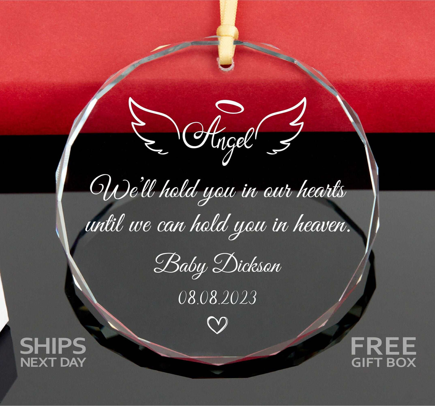 Baby Memorial Glass Ornament • Angel Baby Ornament • Stillborn • Baby Loss Ornament • In Loving Memory Gift 