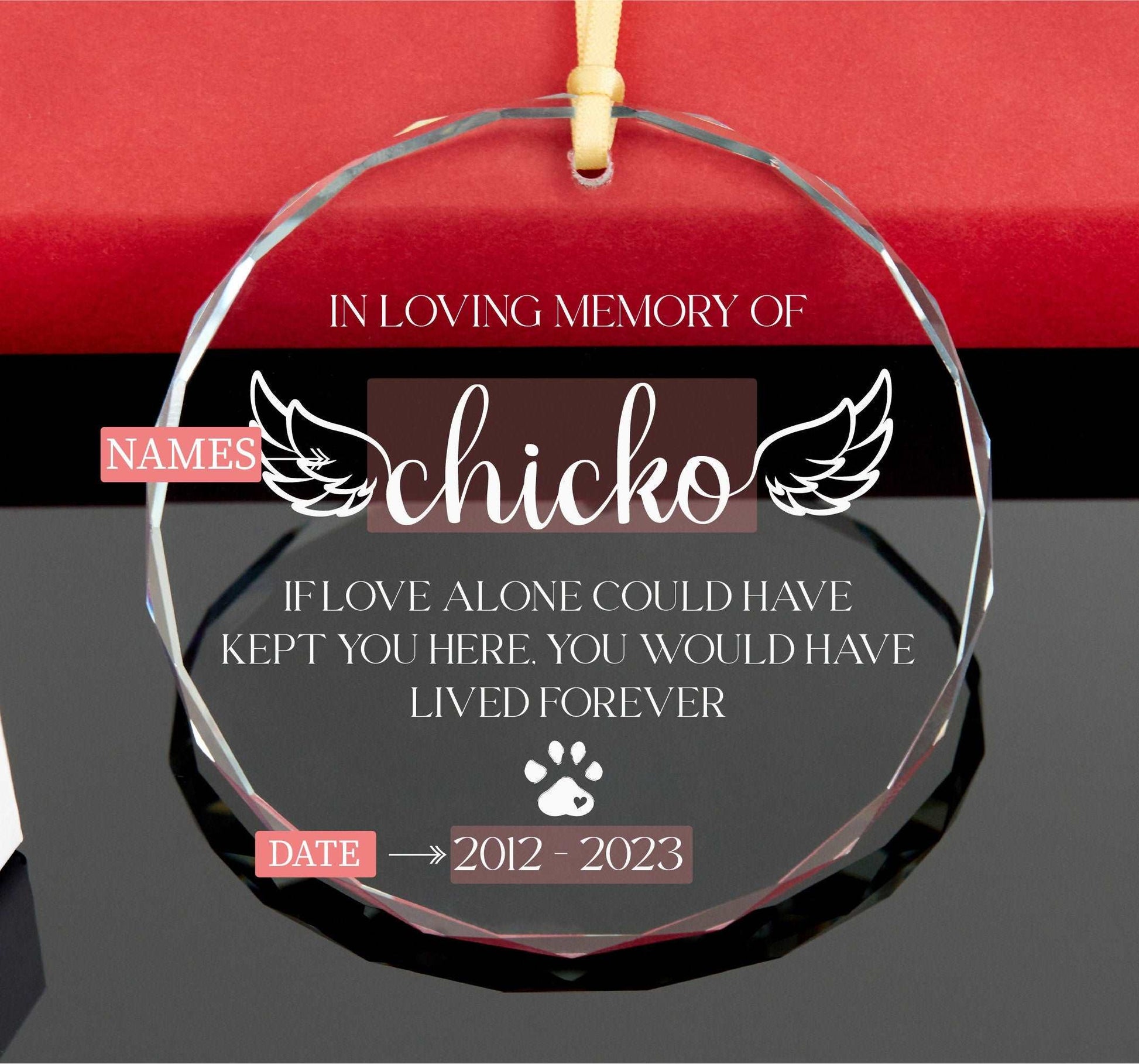 Dog Memorial Gift • 2023 Pet Memorial Ornament • Custom Dog Ornament • Cat Memorial Gift 