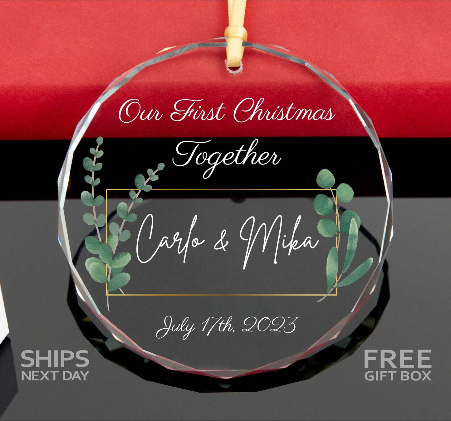 Engagement Christmas Ornament • First Christmas as Engaged Ornament • Personalized Christmas Engagement Keepsake 