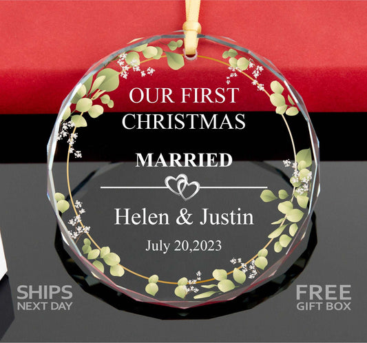 First Christmas Married Ornament • Newlywed Gift • Wedding Gift • 1st Christmas Gift 