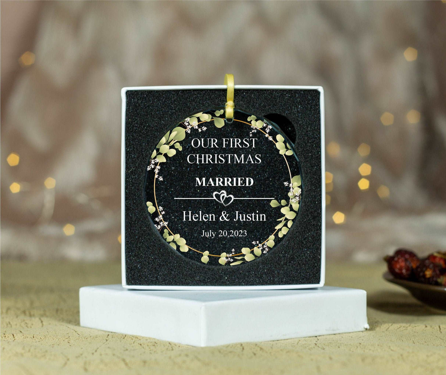 First Christmas Married Ornament • Newlywed Gift • Wedding Gift • 1st Christmas Gift 