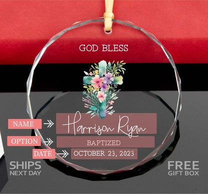 God Bless Baptism Ornament • Dedication Gift • Confirmation Gift • Baby Baptism Gift • Personalized Christening Gift 