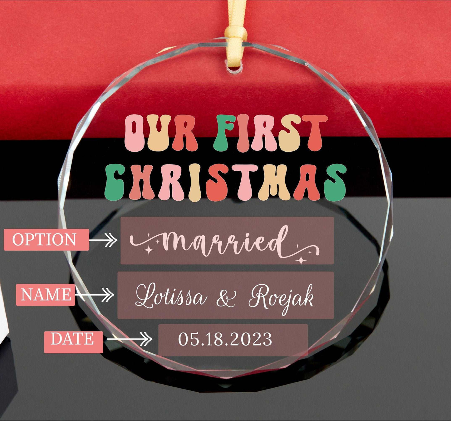 Groovy Married Ornament • Mr and Mrs Ornament • 2023 Christmas Newlywed Ornament • Groovy Ornament 