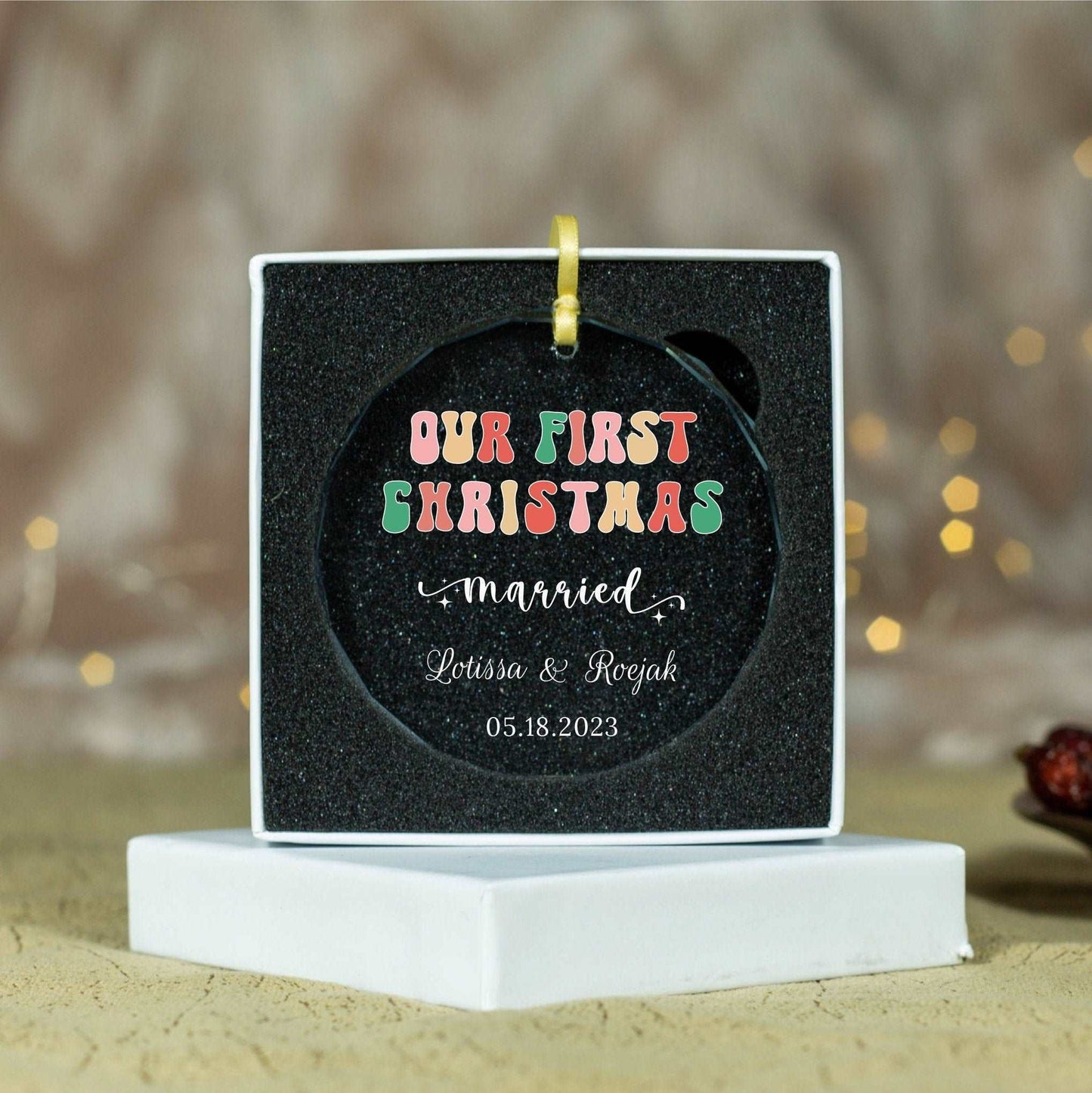 Groovy Married Ornament • Mr and Mrs Ornament • 2023 Christmas Newlywed Ornament • Groovy Ornament 