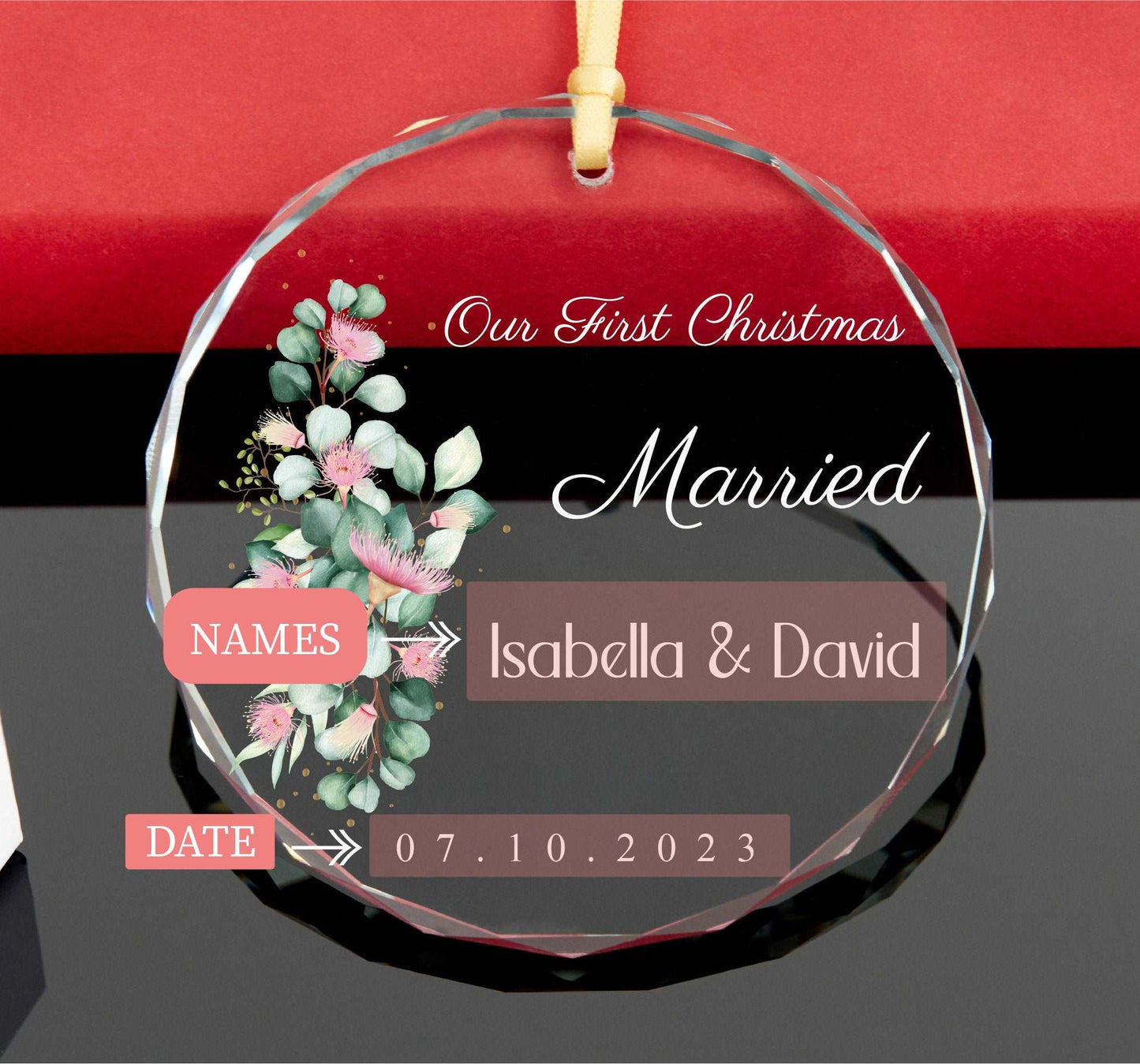 Married Christmas Ornament • Couple Ornament • Wedding Gift • Wedding Date Ornament • Engagement Gift 