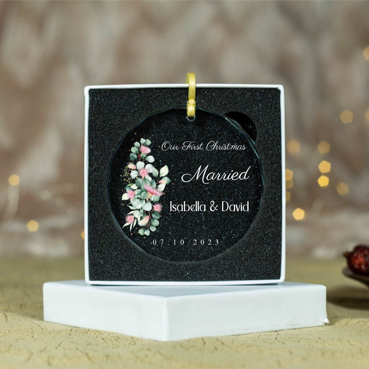 Married Christmas Ornament • Couple Ornament • Wedding Gift • Wedding Date Ornament • Engagement Gift 