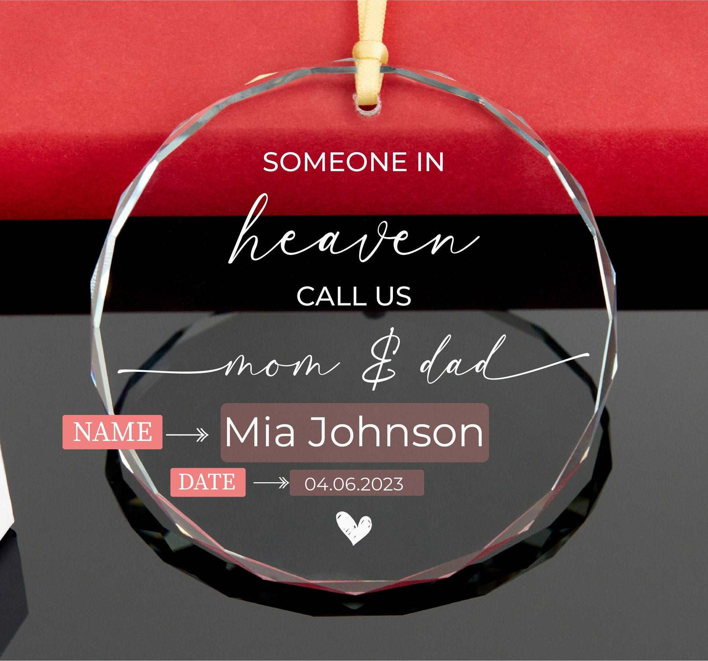 Miscarriage Ornament • Carried for a Moment Ornament • Someone in Heaven Call Us Mom Dad Ornament • Angel Baby Ornament 