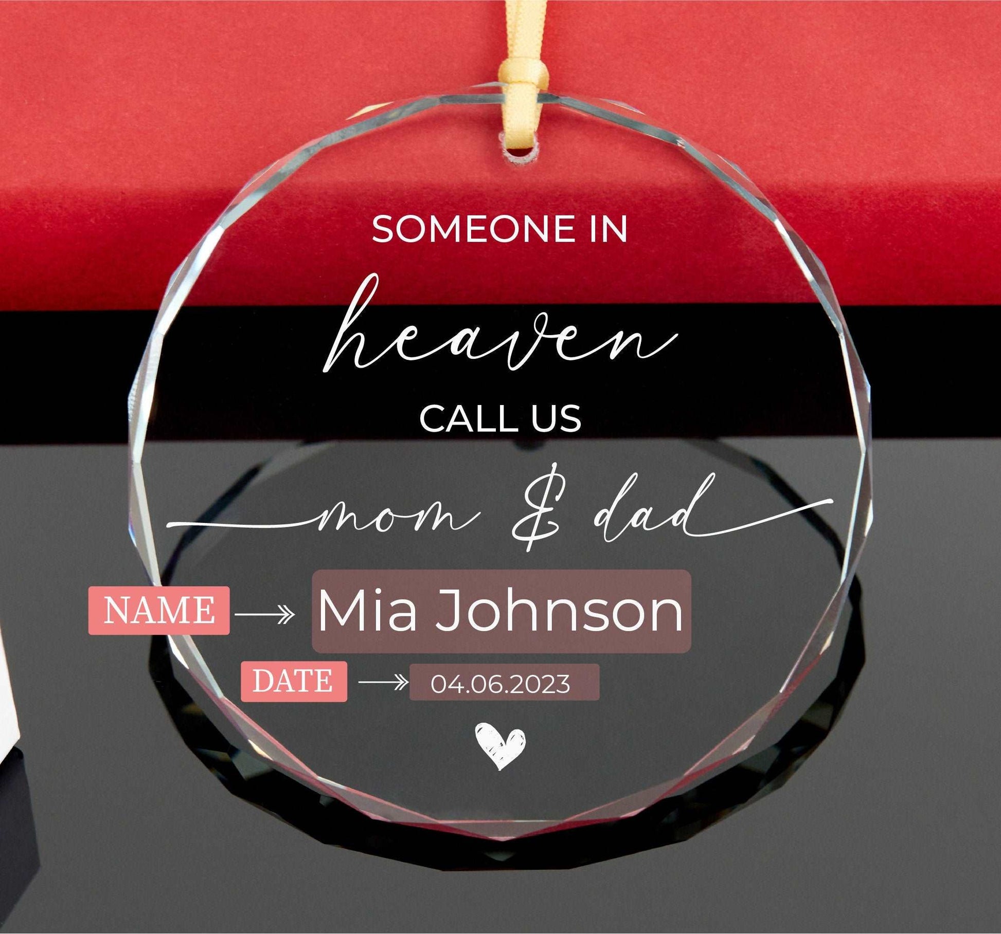 Miscarriage Ornament • Carried for a Moment Ornament • Someone in Heaven Call Us Mom Dad Ornament • Angel Baby Ornament 