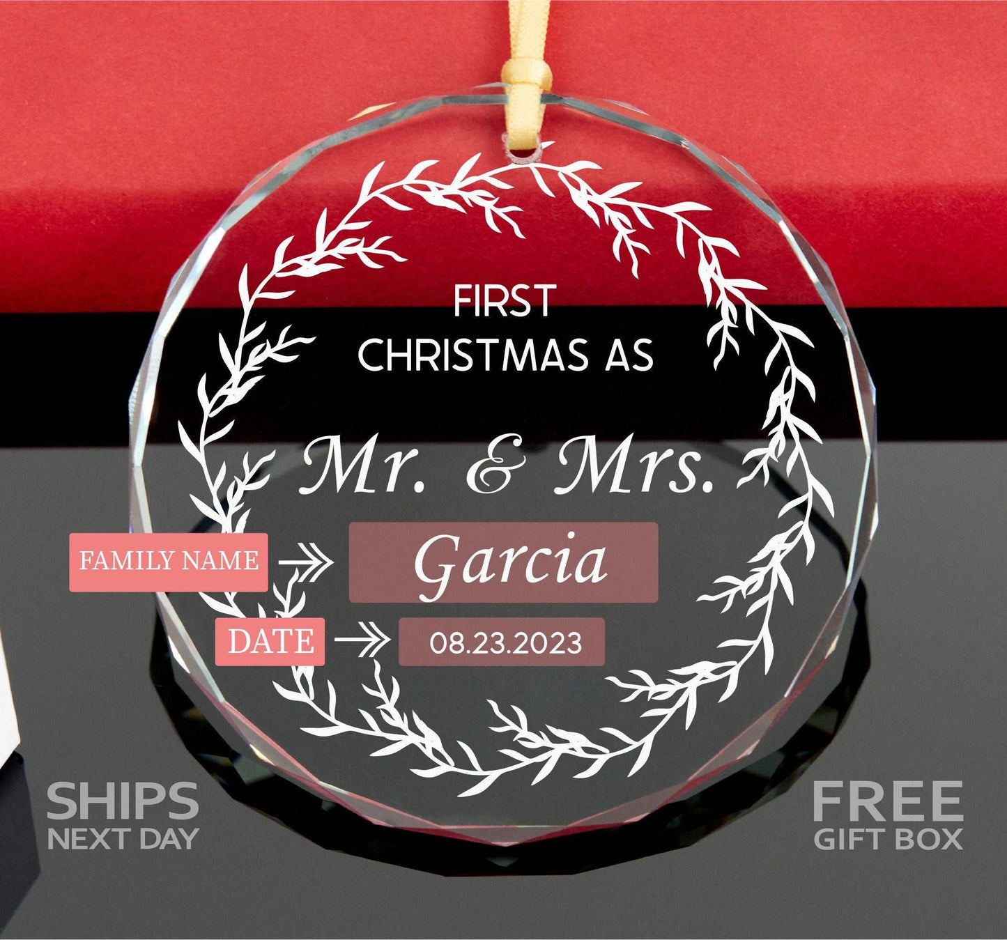 Mr and Mrs Ornament • First Christmas as Married Ornament • Newlywed Gift • Personalized Wedding Gift • 1st Christmas Married 