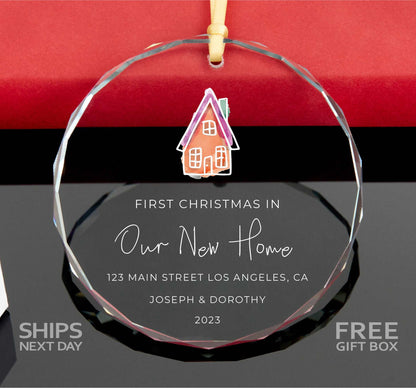 New Home Christmas Ornament • First Christmas In Our New House Ornament • Address Glass Ornament 