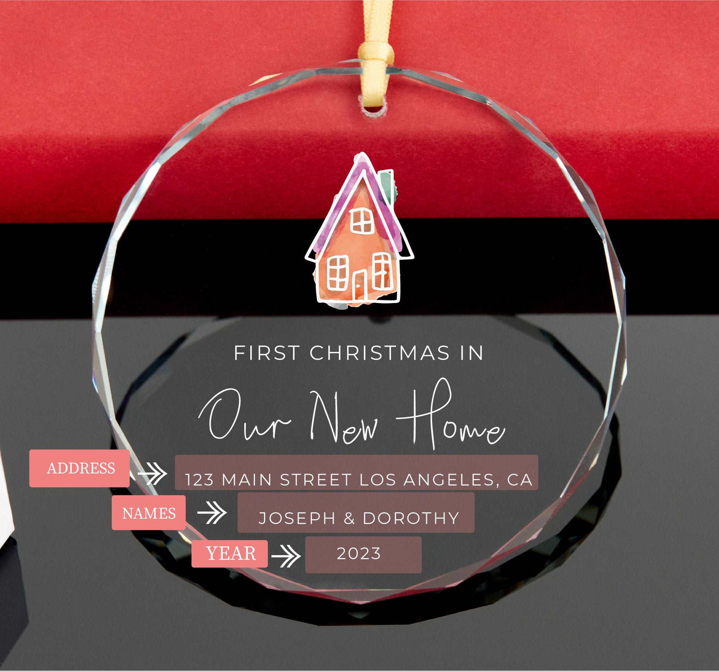 New Home Christmas Ornament • First Christmas In Our New House Ornament • Address Glass Ornament 