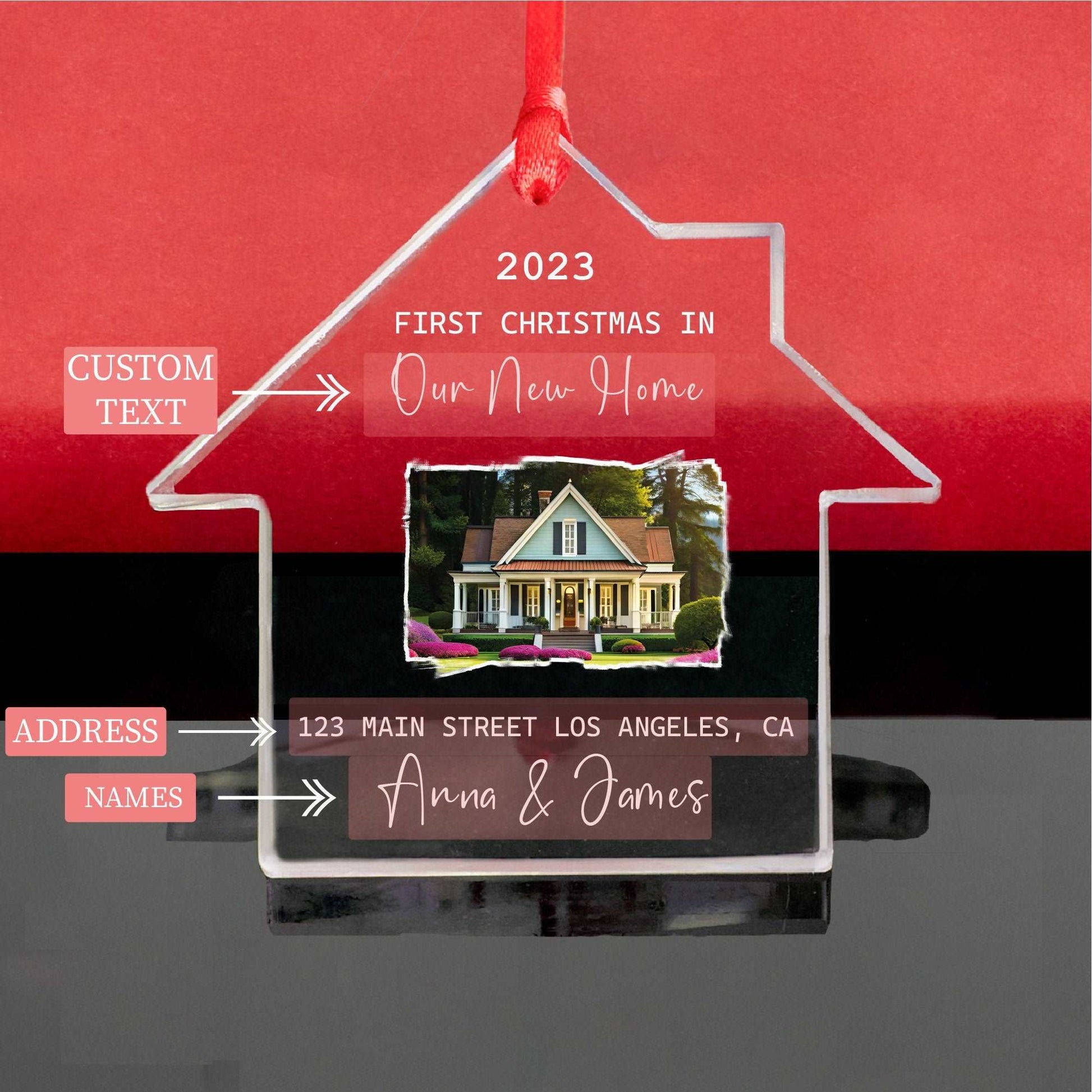 New Home Ornament 2023 • House Photo Ornament • First Christmas Our New Home Ornament • Home Glass Ornament 