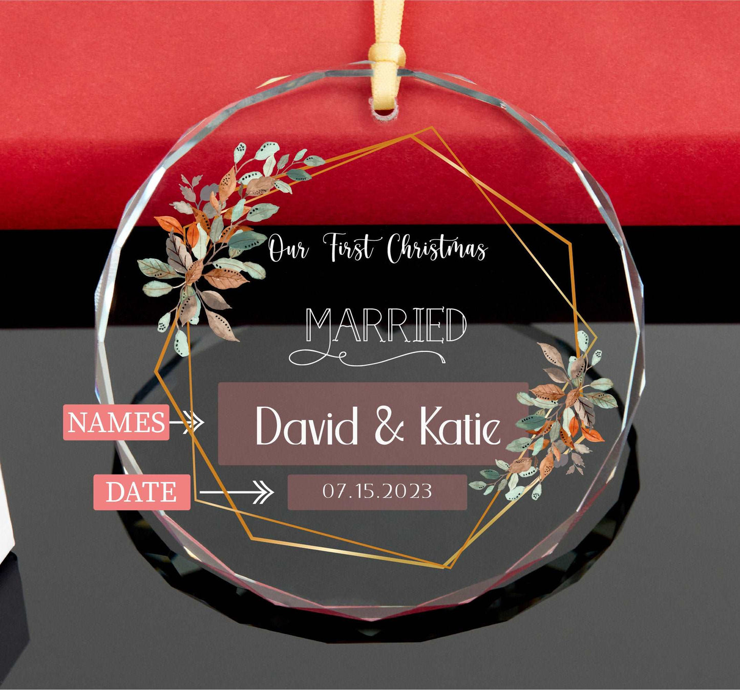 Our First Christmas Married Ornament • Christmas Ornament • Engagement Gift • Mr and Mrs Ornament • Personalized Gift • Together Gift 