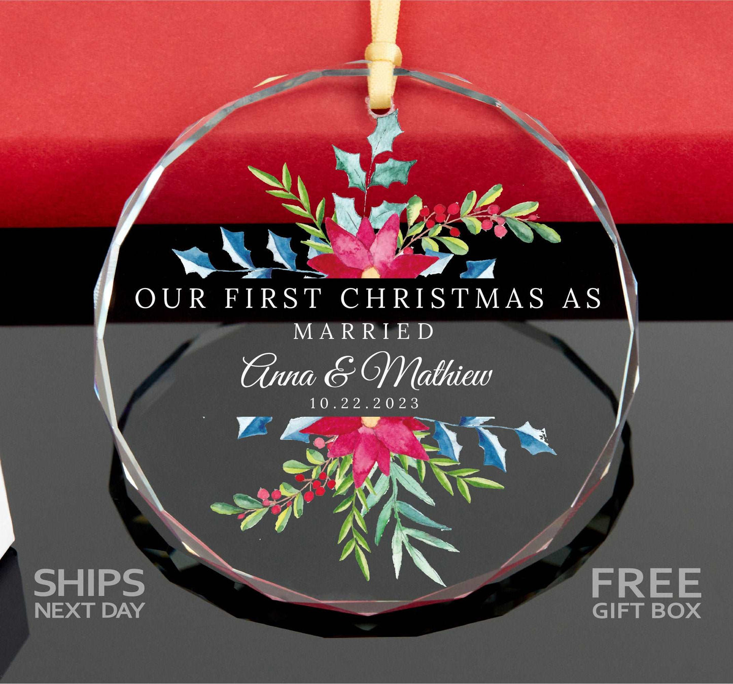 Our First Christmas as Married Ornament • Just Married Ornament • Wedding Gift • Mr and Mrs Keepsake • Engagement Ornament 