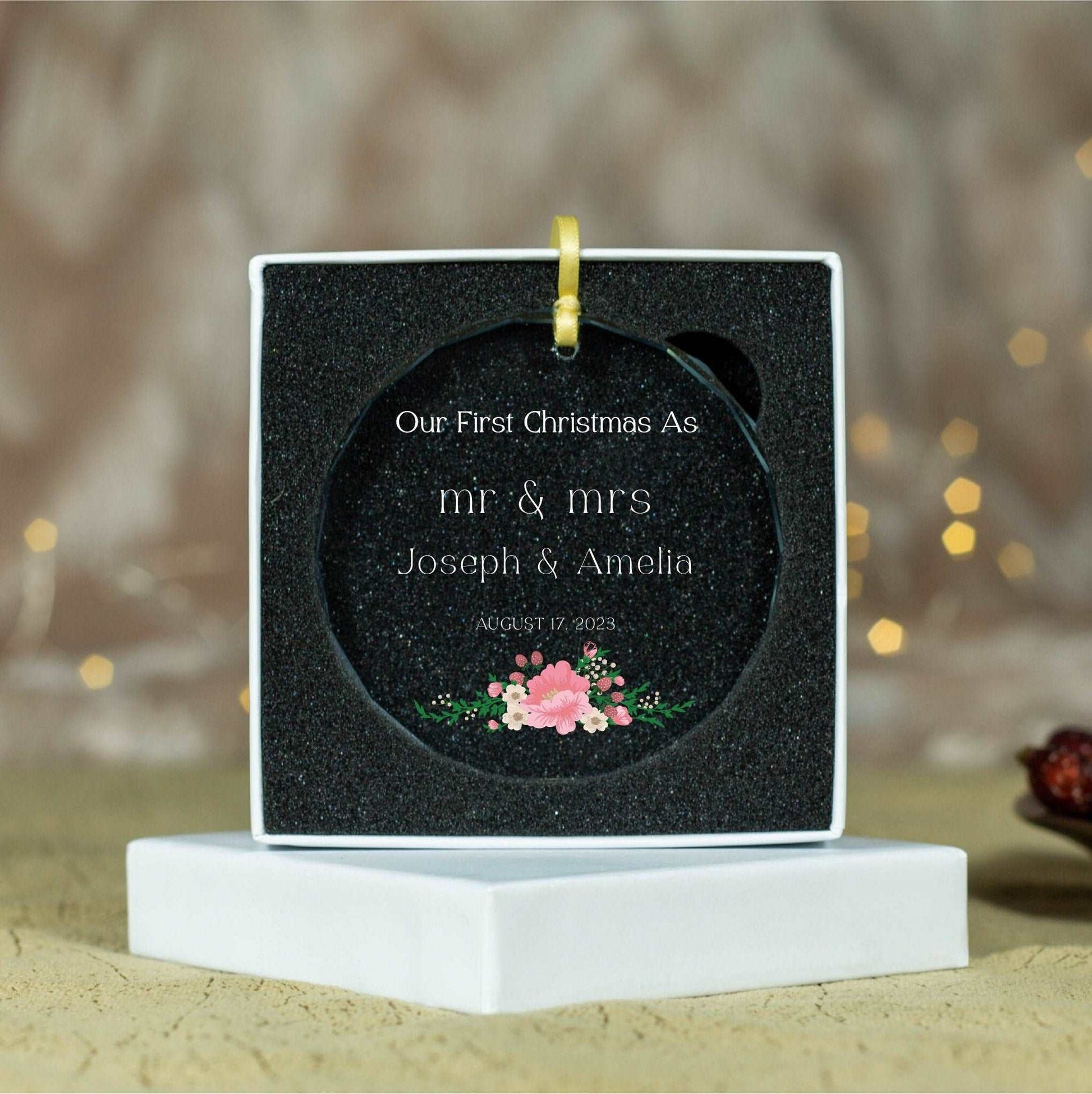 Our First Christmas as Mr and Mrs Ornament • Mr & Mrs Ornament • 1st Christmas as Married Ornament • Newlywed Gift • Clear Glass Ornament 