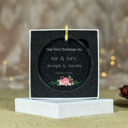 Our First Christmas as Mr and Mrs Ornament • Mr & Mrs Ornament • 1st Christmas as Married Ornament • Newlywed Gift • Clear Glass Ornament 