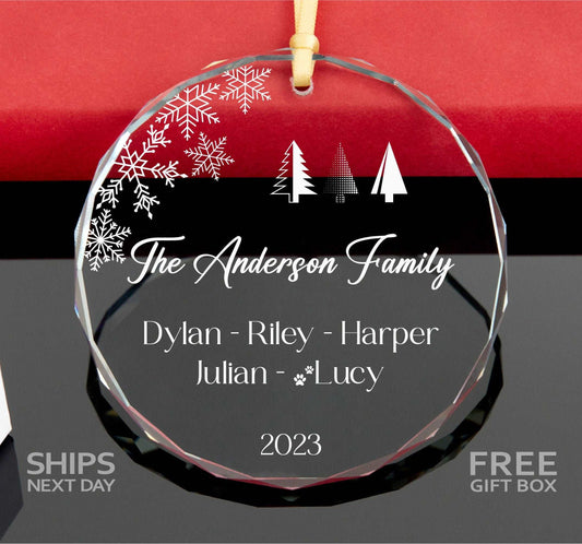 Personalized 2023 Family Christmas Ornament • Family Ornament with Pets • Custom Christmas Tree Ornament 