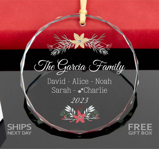 Personalized 2023 Family Name Christmas Ornament •Family Ornament • Christmas Tree Glass Ornament 