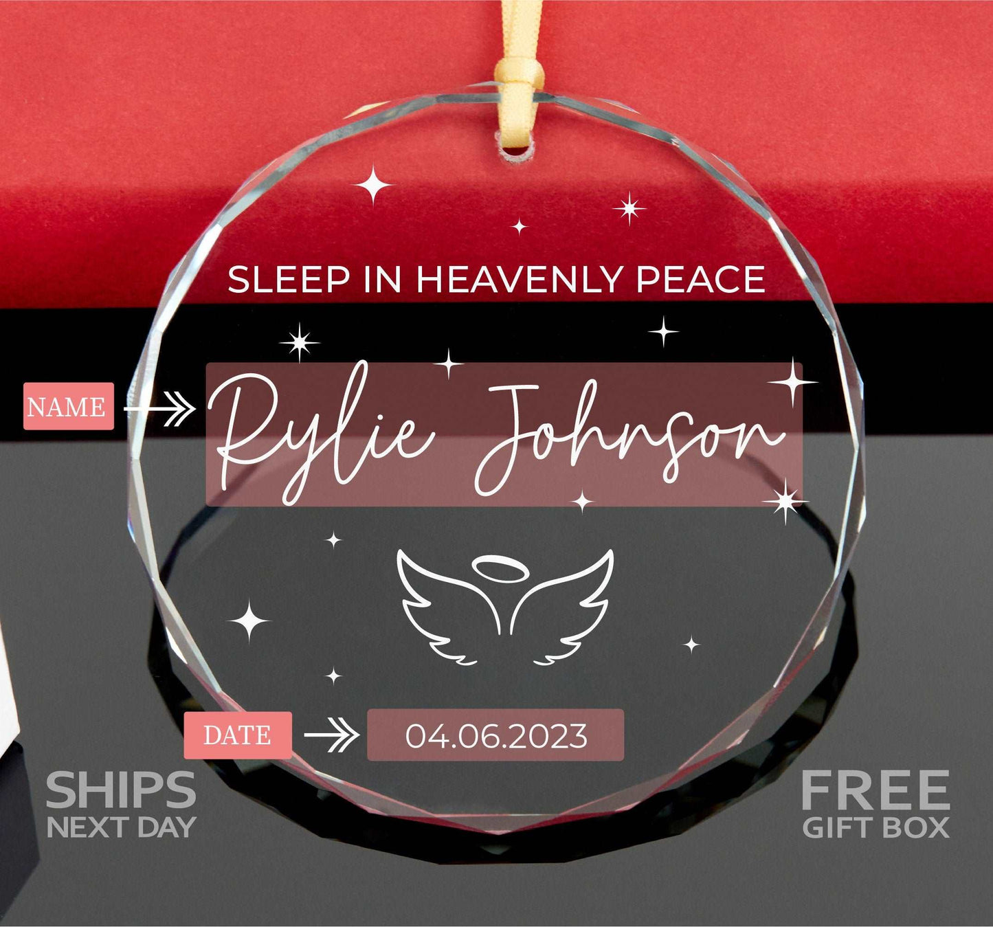 Personalized Baby Memorial Ornament • Sleep In Heavenly Peace Ornament • Baby Memorial Christmas Ornament • Infant Loss Memorial 