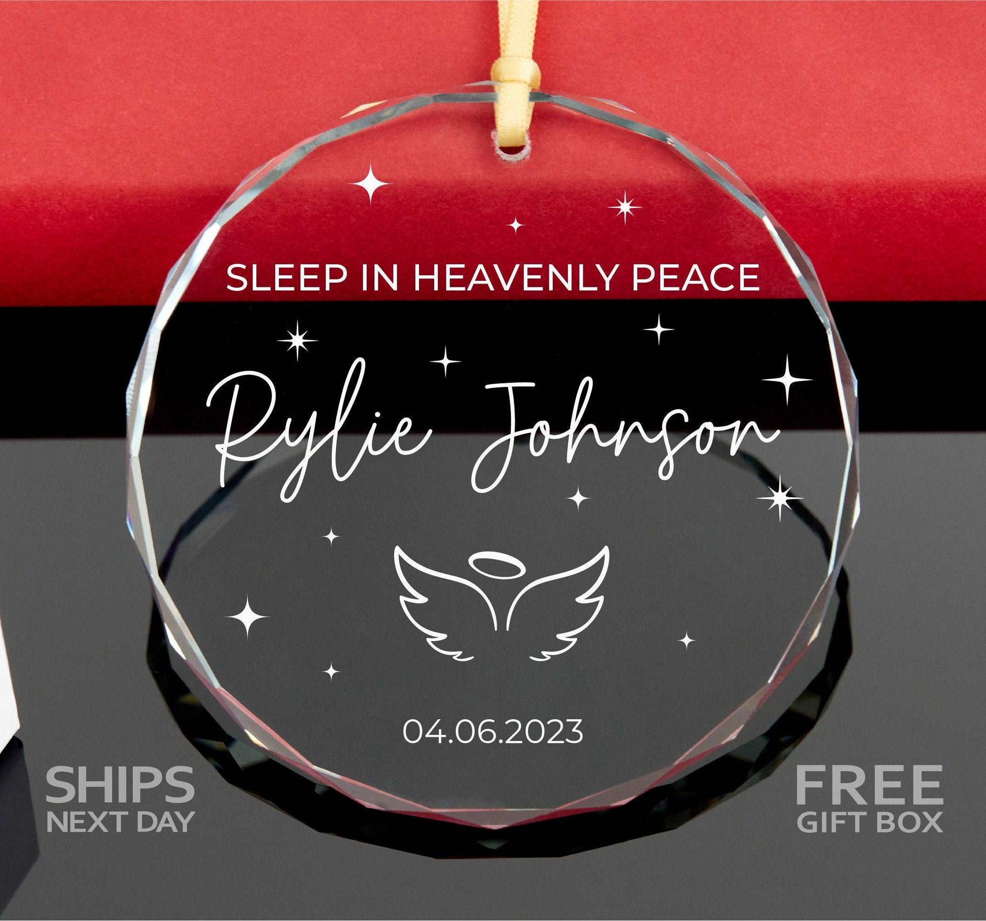 Personalized Baby Memorial Ornament • Sleep In Heavenly Peace Ornament • Baby Memorial Christmas Ornament • Infant Loss Memorial 