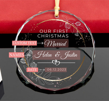 Personalized Engagement Ornament • Anniversary Gift • First Christmas as Engaged Ornament • Wedding Gift • 2023 Christmas Glass Ornament 