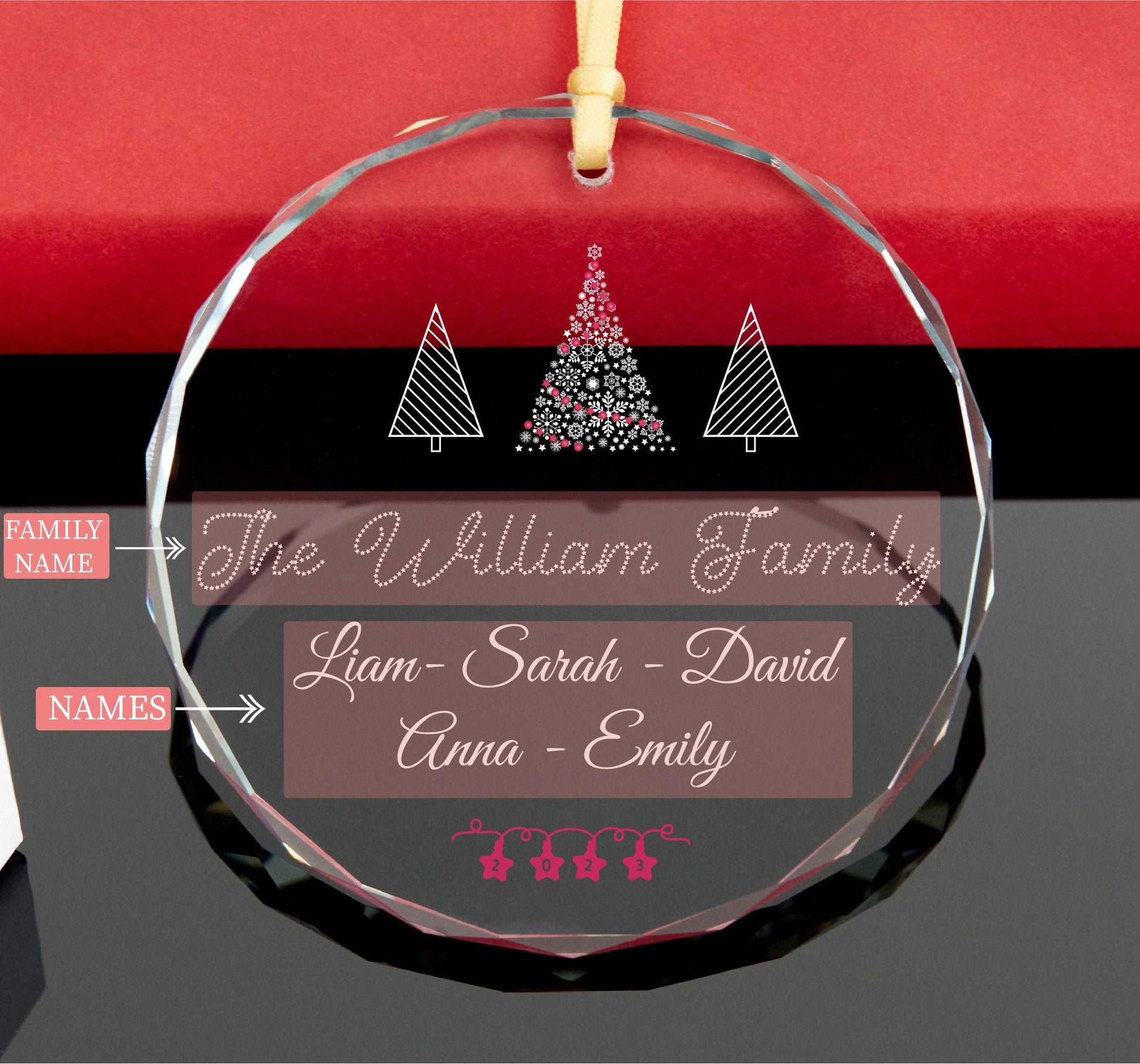 Personalized Family Christmas Ornament 2023 • Christmas Forest Ornament • Custom Family Keepsake 