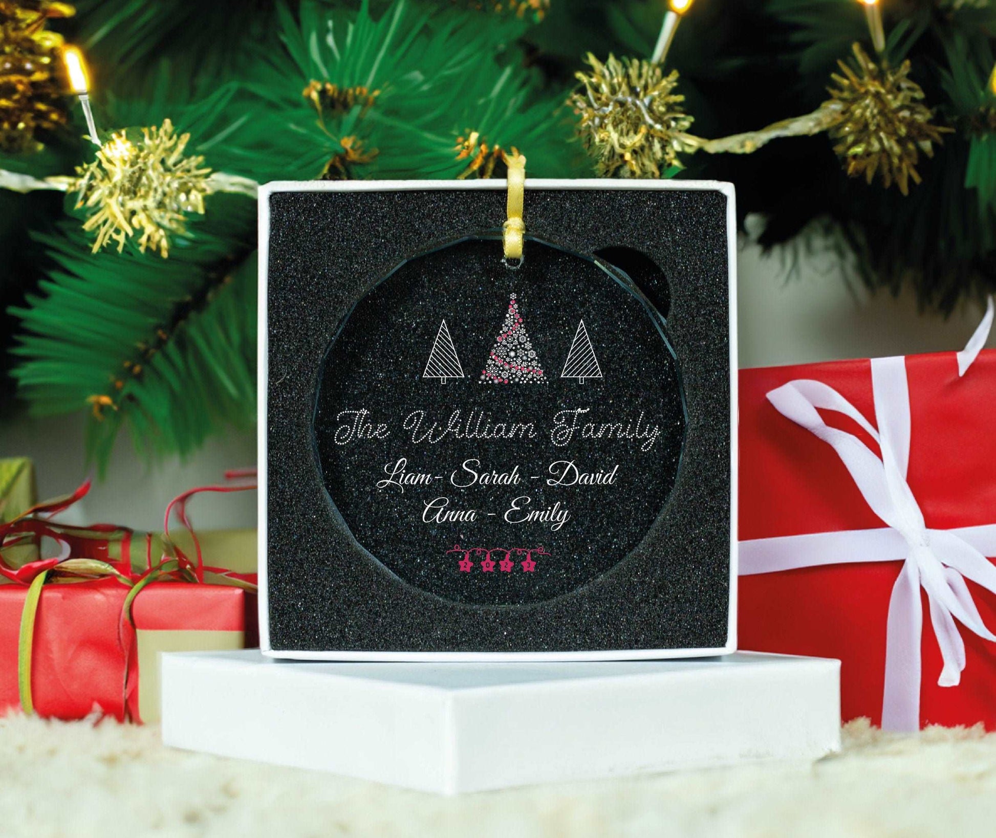 Personalized Family Christmas Ornament 2023 • Christmas Forest Ornament • Custom Family Keepsake 