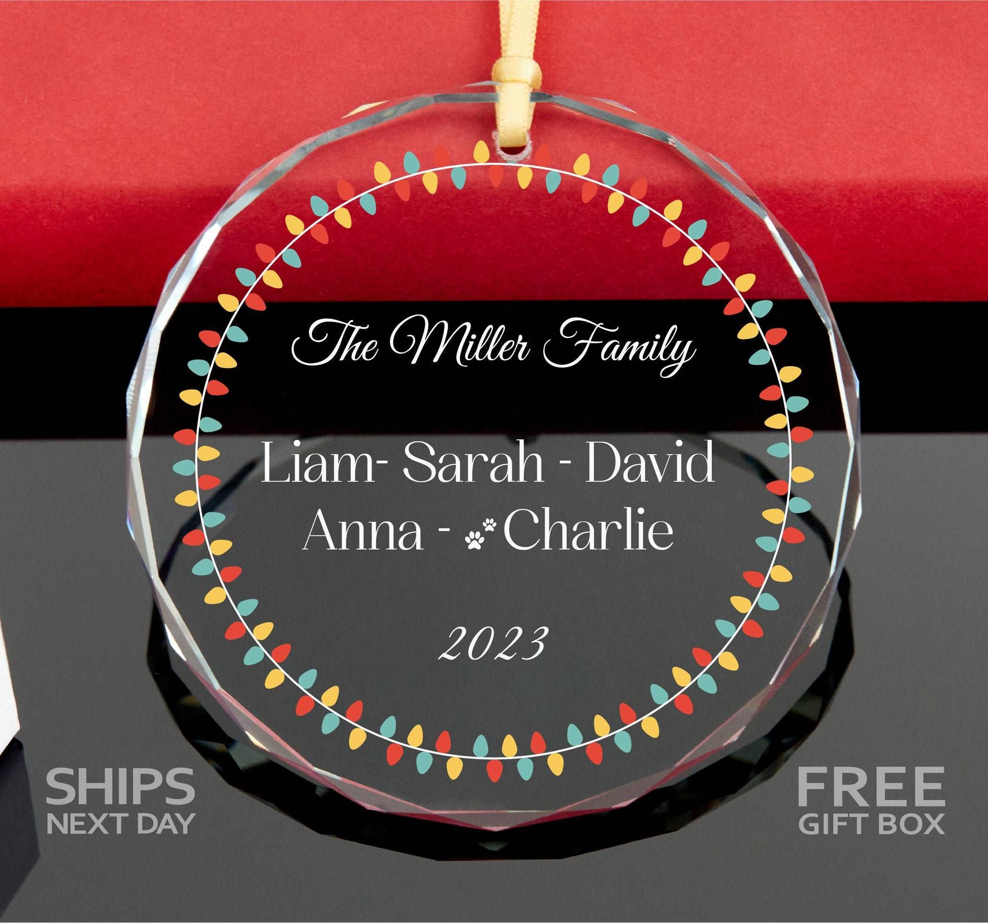 Personalized Family Christmas Ornament • Family Christmas Ornament with Pet Name • Gift for Family • Gift for Grandparents 