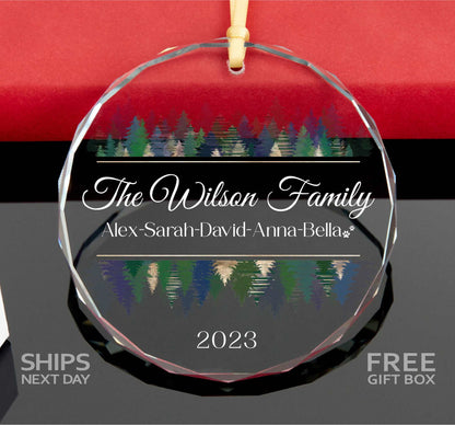 Personalized Family Christmas Ornament with Pet Names • 2023 Forest Family Ornament • Gift for Family • Christmas Tree Ornament 