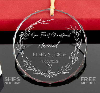 Personalized First Christmas Married Ornament • Christmas Ornament • Mr and Mrs GLASS Ornament 