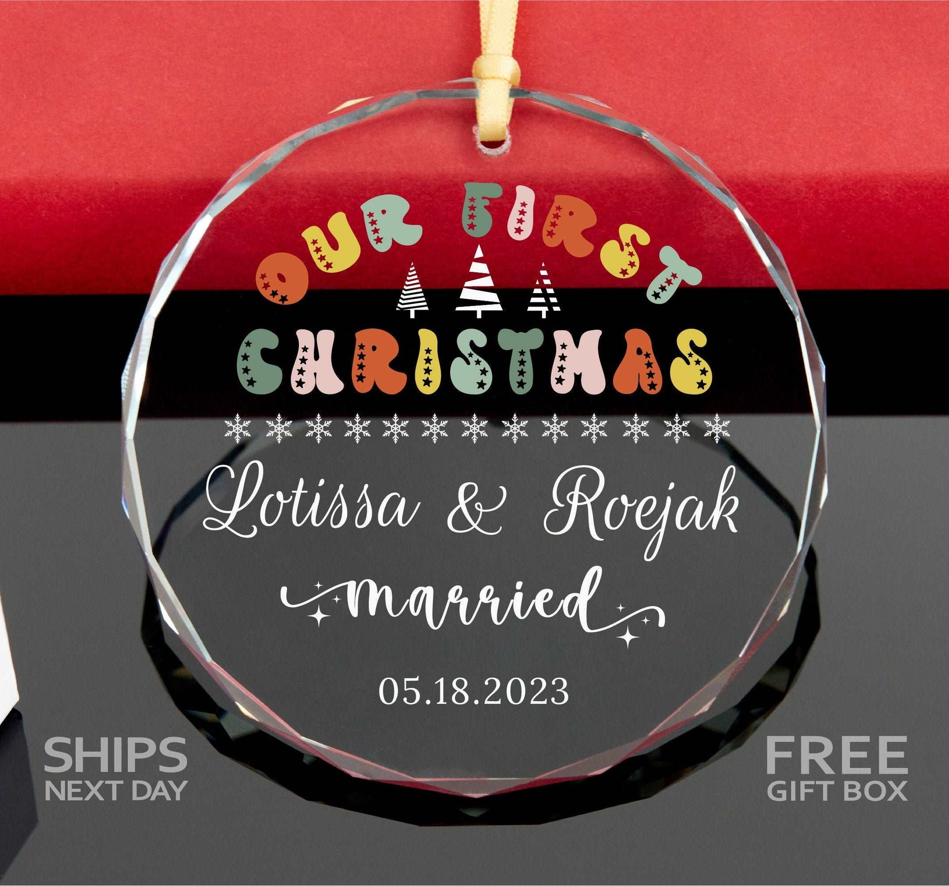 Personalized First Christmas Ornament 2023 •  Wedding Gift •  Anniversary Christmas Gift •  1st Christmas Ornament 