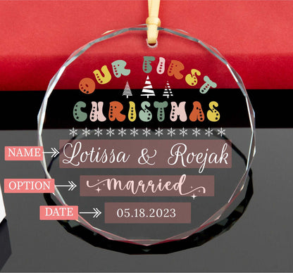 Personalized First Christmas Ornament 2023 •  Wedding Gift •  Anniversary Christmas Gift •  1st Christmas Ornament 