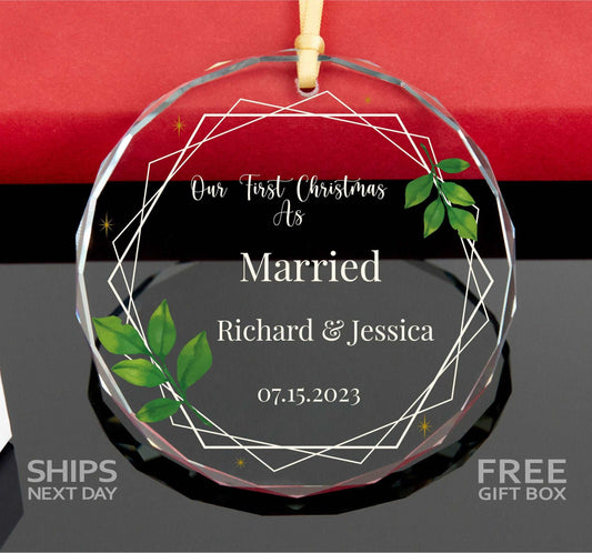 Personalized First Christmas as Married Ornament • 2023 Newlywed Gift • Mr and Mrs Ornament • Christmas Tree Ornament 