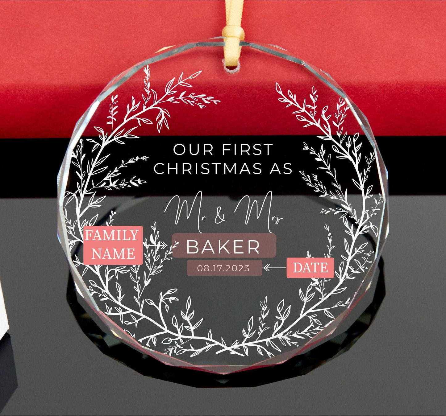 Personalized First Christmas as Married Ornament • Mr and Mrs Ornament • Merry and Married Ornament • Wedding Ornament 