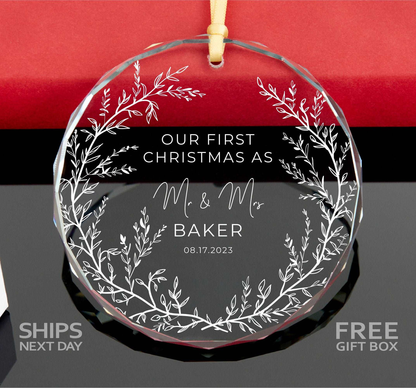 Personalized First Christmas as Married Ornament • Mr and Mrs Ornament • Merry and Married Ornament • Wedding Ornament 