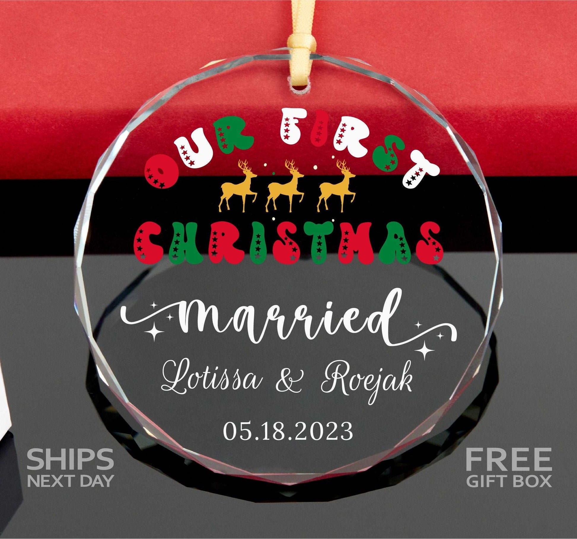 Personalized First Christmas as Married Ornament • Newlywed Gift • Anniversary Gift •  Mr and Mrs Ornament •  Engaged Ornament •  Together Ornament 