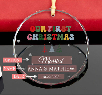 Personalized First Christmas as Married Ornament • Newlywed Gift for Christmas • Groovy Font Married Ornament 