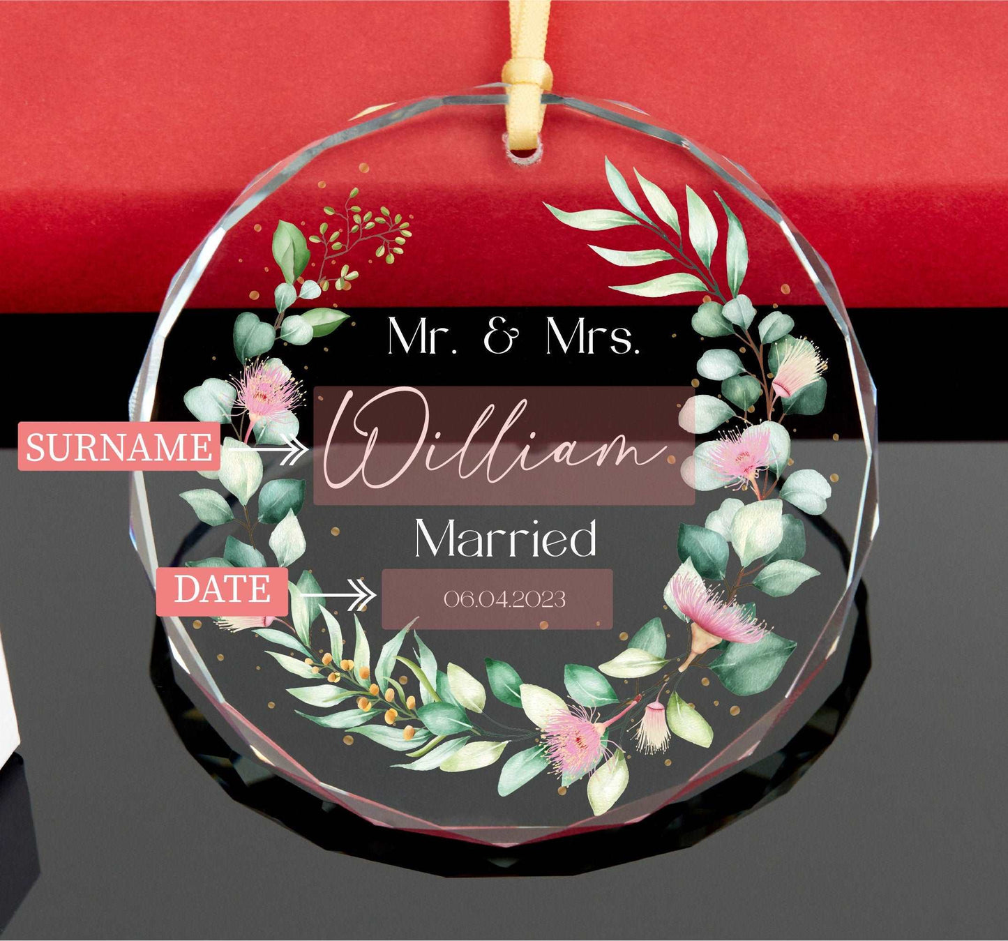 Personalized First Christmas as  Mr. Mrs. Ornament, Wedding Gift , Anniversary Gift , Our First Christmas Married Ornament, Engagement Gift 