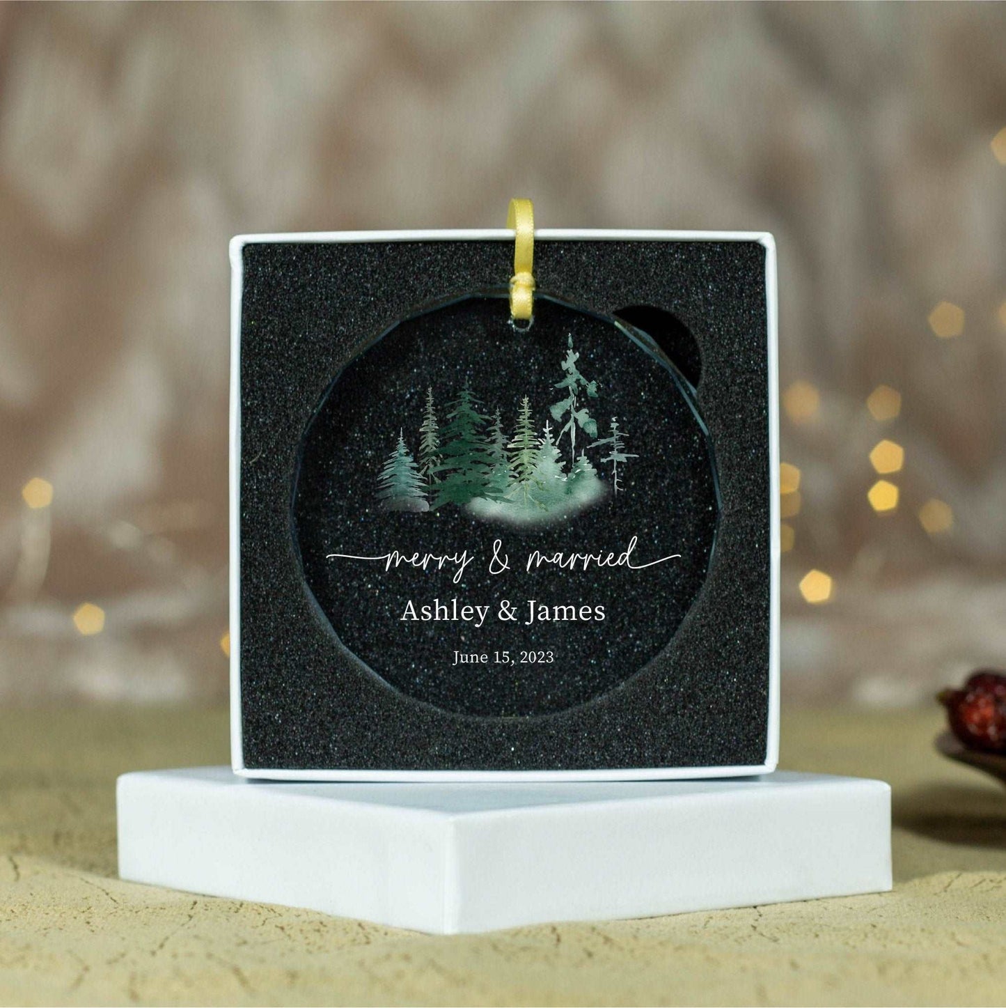 Personalized Merry and Married Christmas Ornament 2023 • First Christmas as Married Ornament • Newlywed Christmas Gift 
